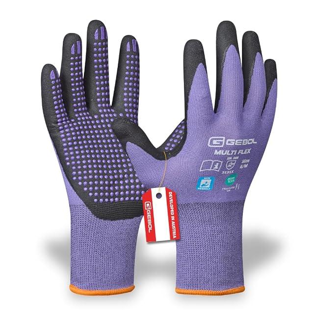 Feingestrickter Gartenhandschuh mit gepunkteter Nitrilhandfläche