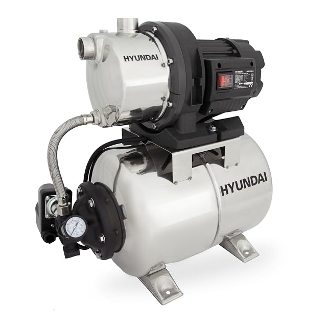 HYUNDAI HWW12050-IN Hauswasserwerk mit Druckkessel aus nichtrostendem Stahl mit 19 Litern