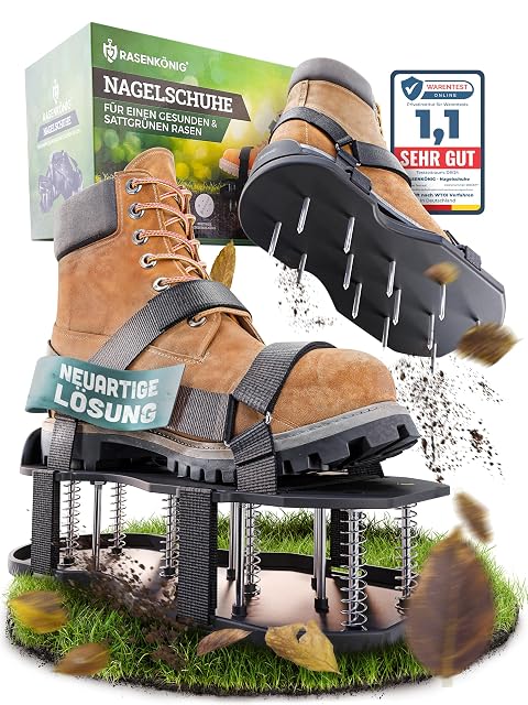 Vormontierte Nagelschuhe zum Rasenlüften mit Klettriemen
