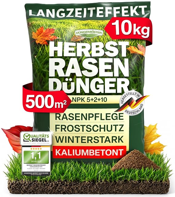 Zehn-Kilo-Beutel Herbstrasendünger mit Kalium