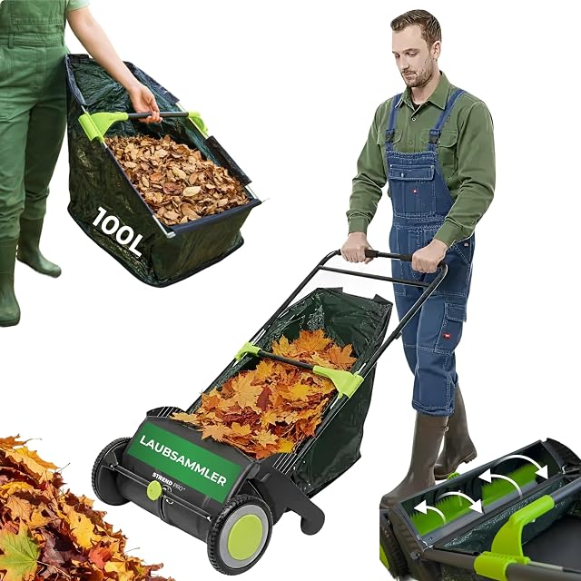 STREND PRO Rasenkehrmaschine von Hand mit 53 cm Arbeitsbreite und Sack mit 100 Litern