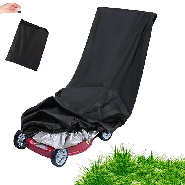 Schwarze 210D-Oxford-Rasenmäherabdeckung mit Zugkordel