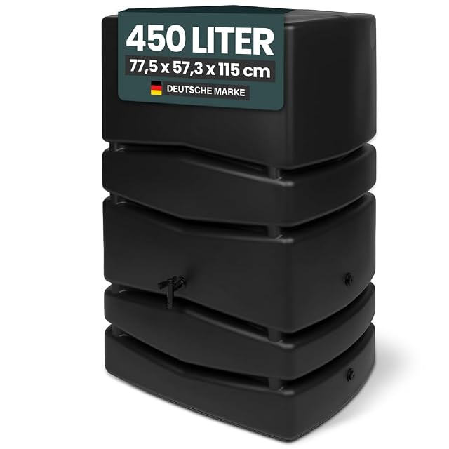 Anthrazitfarbener Aqua Tower Regenwassertank mit 450 Litern
